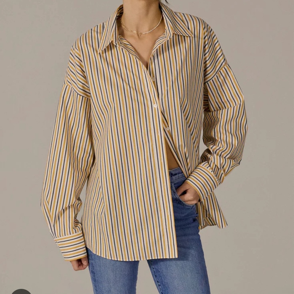 Favorite Daughter Ex-Boyfriend Striped Button Down Blouse